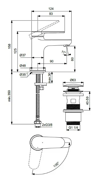 Ideal Standard - Cerafine Nuovo - Mosdó csaptelep - BD964XG – 2. kép