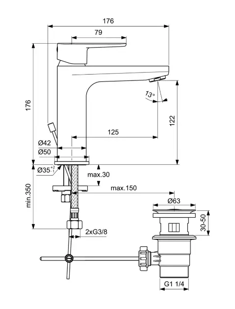 Ideal Standard - Cerafine O - Mosdó csaptelep - BC496AA – 2. kép