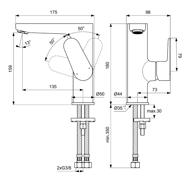 Ideal Standard - Cerafine O - Mosdó csaptelep - BC555AA – 2. kép