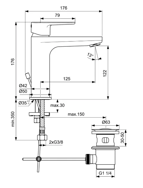 Ideal Standard - Cerafine O - Mosdó csaptelep - BC699XG – 2. kép