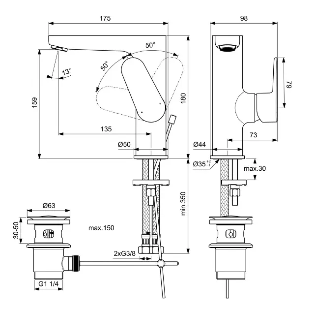 Ideal Standard - Cerafine O - Mosdó csaptelep - BC703XG – 2. kép