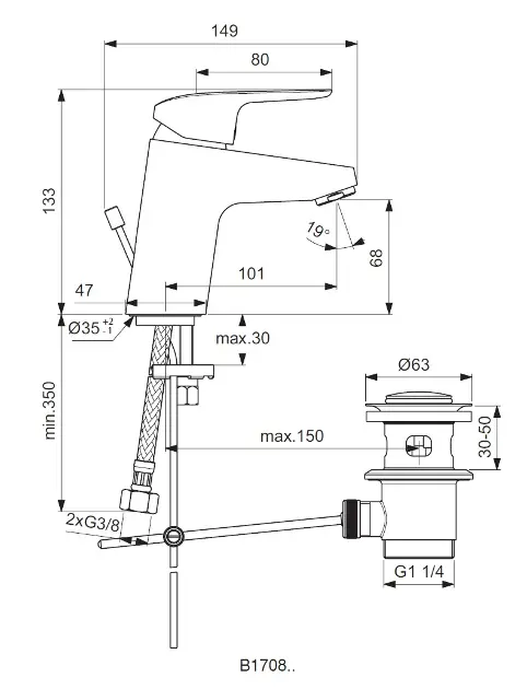 Ideal Standard - CeraFlex - Mosdó csaptelep - B1711AA – 2. kép