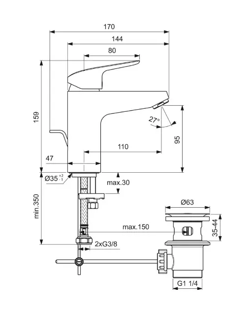 Ideal Standard - CeraFlex - Mosdó csaptelep - B1712AA – 2. kép