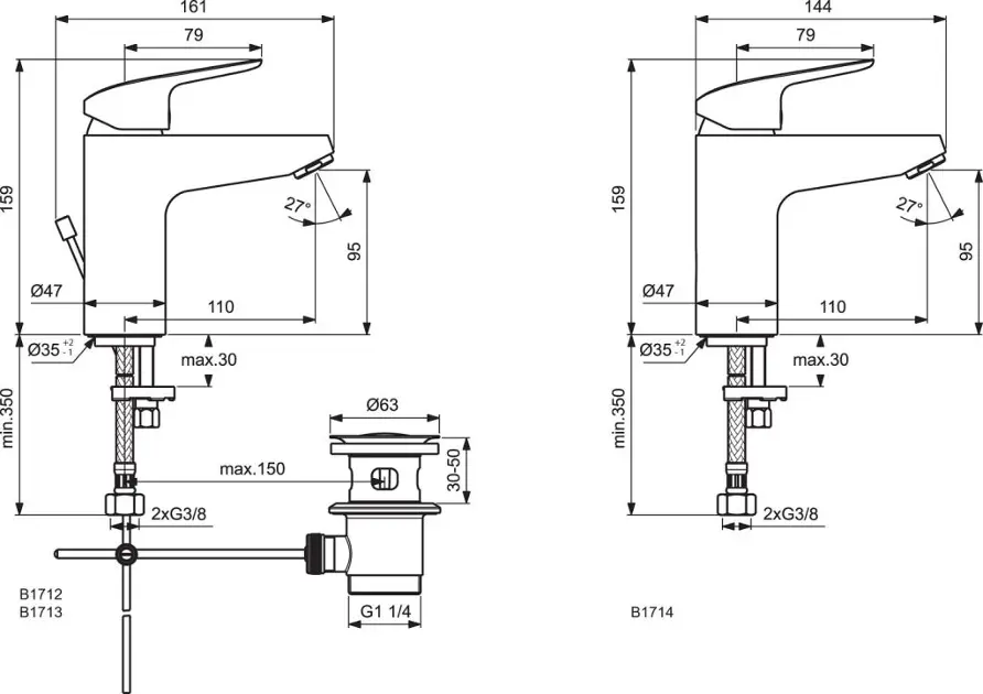 Ideal Standard - CeraFlex - Mosdó csaptelep - B1714AA – 2. kép