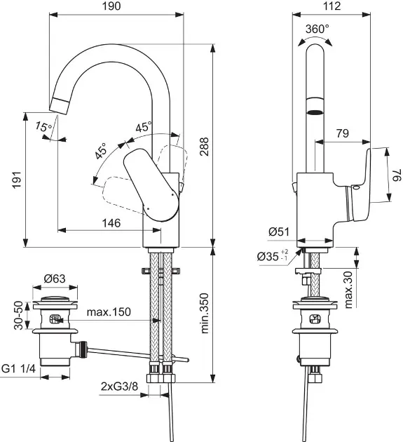 Ideal Standard - CeraFlex - Mosdó csaptelep - B1716AA – 2. kép