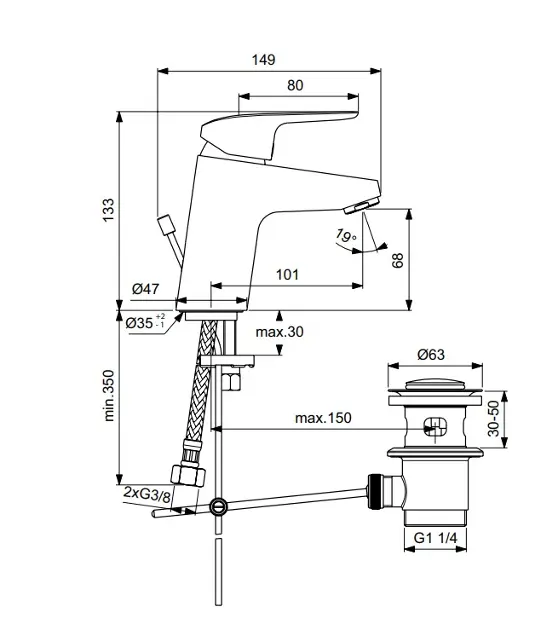 Ideal Standard - CeraFlex - Mosdó csaptelep - B1838AA – 2. kép