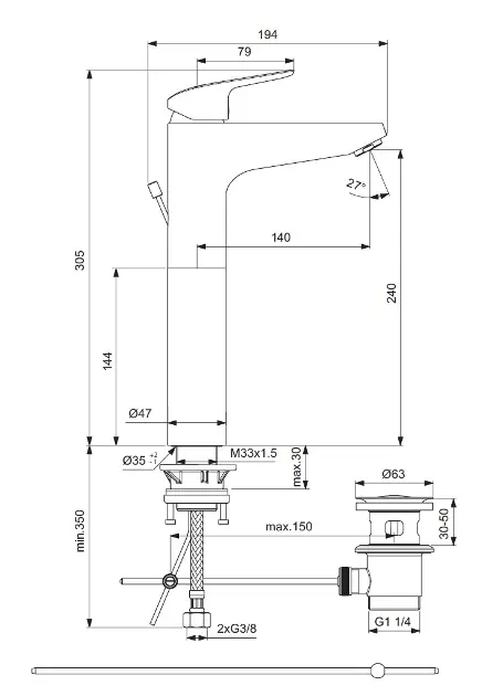 Ideal Standard - CeraFlex - Mosdó csaptelep - B1872AA – 2. kép