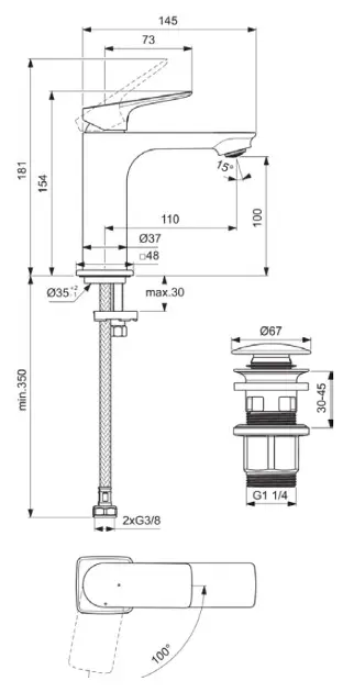 Ideal Standard - Ceralife C - Mosdó csaptelep - BE047AA – 2. kép