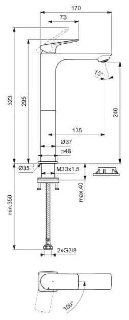Ideal Standard - Ceralife C - Mosdó csaptelep - BE050XG – 2. kép