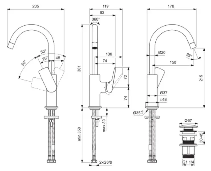 Ideal Standard - Ceralife C - Mosdó csaptelep - BE054AA – 2. kép