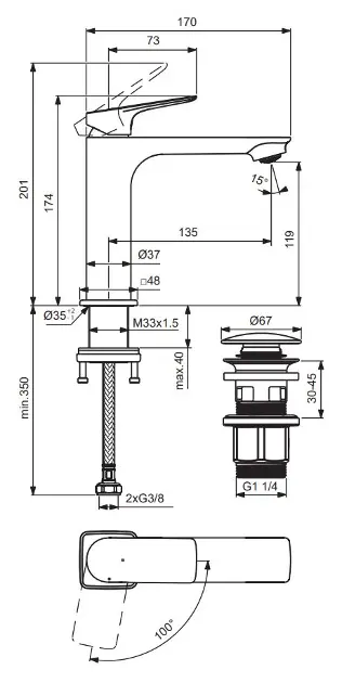 Ideal Standard - Ceralife C - Mosdó csaptelep - BE105AA – 2. kép