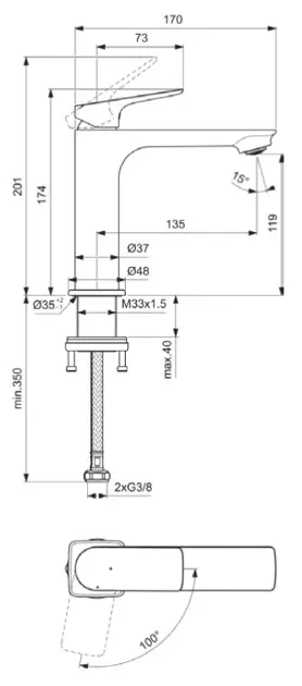 Ideal Standard - Ceralife C - Mosdó csaptelep - BE122AA – 2. kép