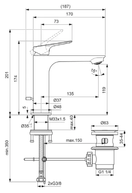Ideal Standard - Ceralife C - Mosdó csaptelep - BE123AA – 2. kép