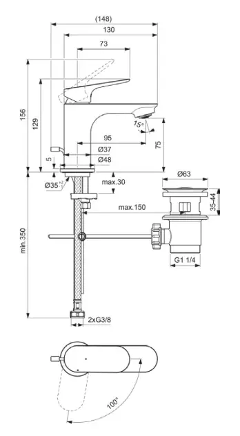 Ideal Standard - Ceralife O - Mosdó csaptelep - BE003AA – 2. kép