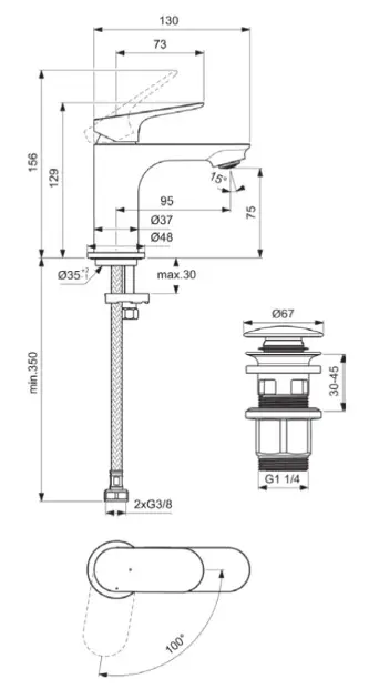 Ideal Standard - Ceralife O - Mosdó csaptelep - BE004AA – 2. kép