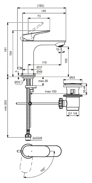 Ideal Standard - Ceralife O - Mosdó csaptelep - BE007AA – 2. kép