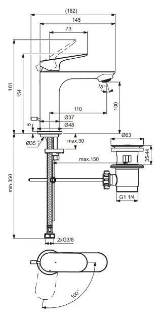 Ideal Standard - Ceralife O - Mosdó csaptelep - BE008AA – 2. kép