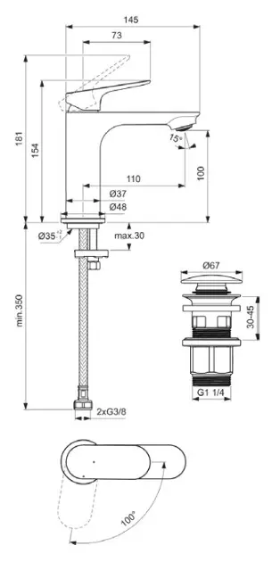 Ideal Standard - Ceralife O - Mosdó csaptelep - BE009AA – 2. kép