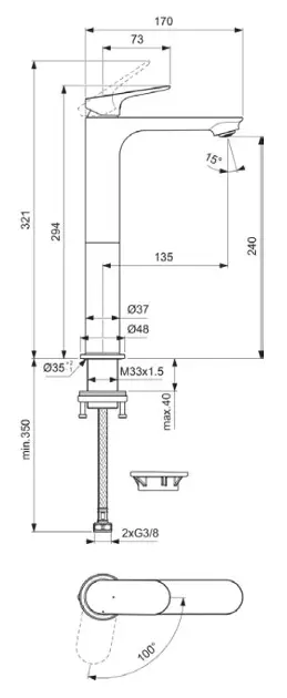 Ideal Standard - Ceralife O - Mosdó csaptelep - BE012AA – 2. kép