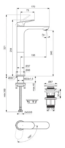 Ideal Standard - Ceralife O - Mosdó csaptelep - BE013XG – 2. kép