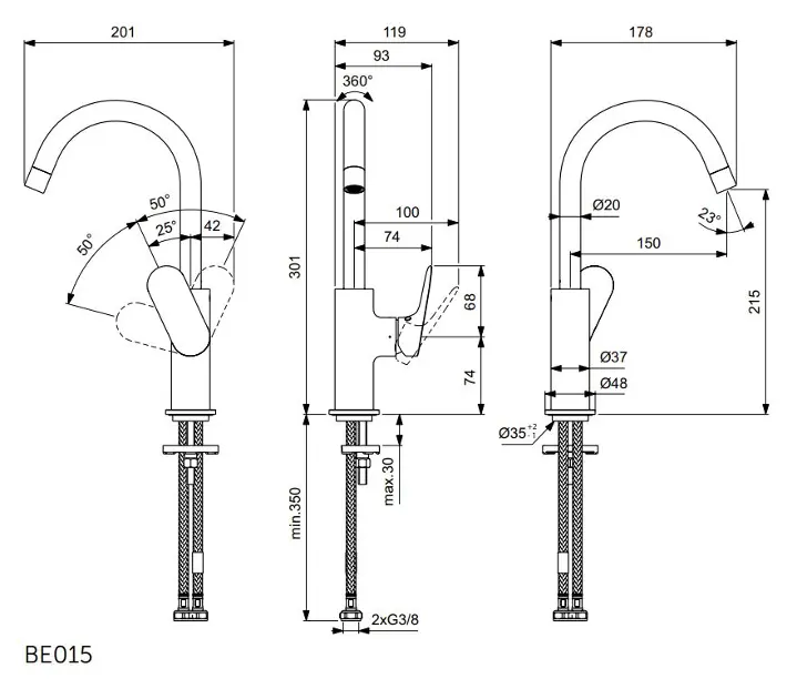 Ideal Standard - Ceralife O - Mosdó csaptelep - BE015AA – 2. kép