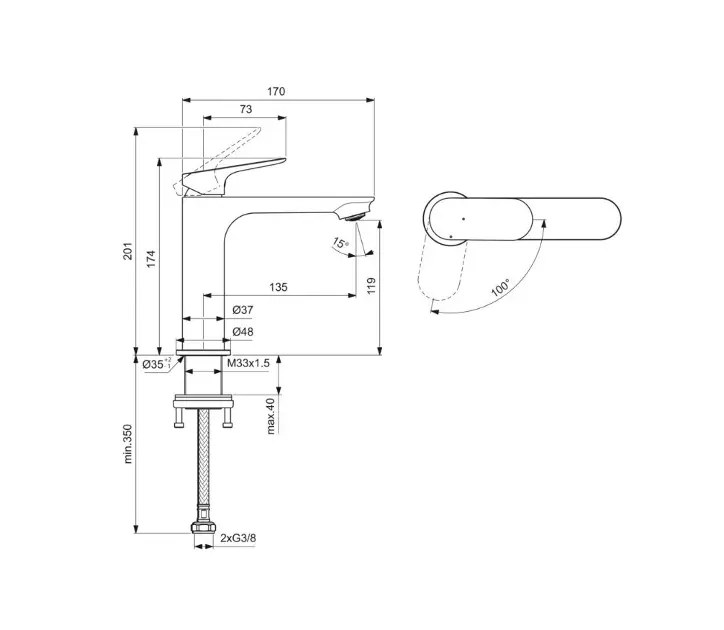 Ideal Standard - Ceralife O - Mosdó csaptelep - BE119AA – 2. kép