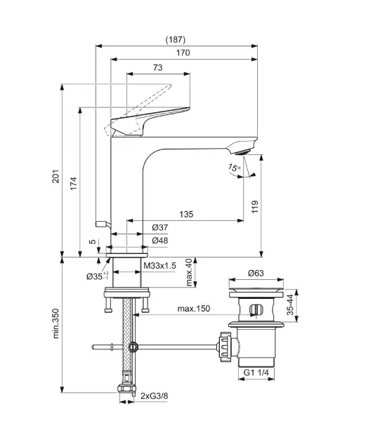 Ideal Standard - Ceralife O - Mosdó csaptelep - BE120AA – 2. kép