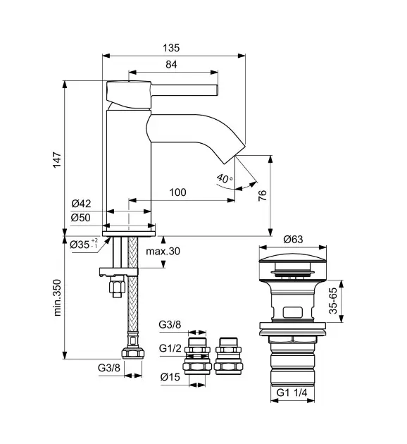Ideal Standard - CeraLine - Mosdó csaptelep - BC186AA – 2. kép