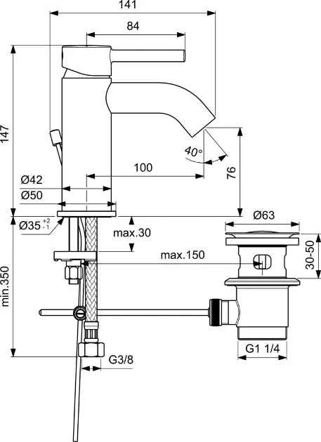 Ideal Standard - CeraLine - Mosdó csaptelep - BC193XG – 2. kép