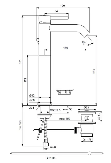 Ideal Standard - CeraLine - Mosdó csaptelep - BC194XG – 2. kép