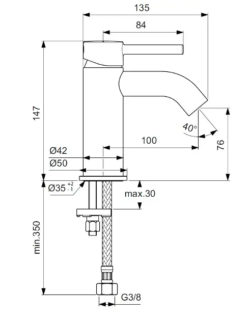 Ideal Standard - CeraLine - Mosdó csaptelep - BC268XG – 2. kép