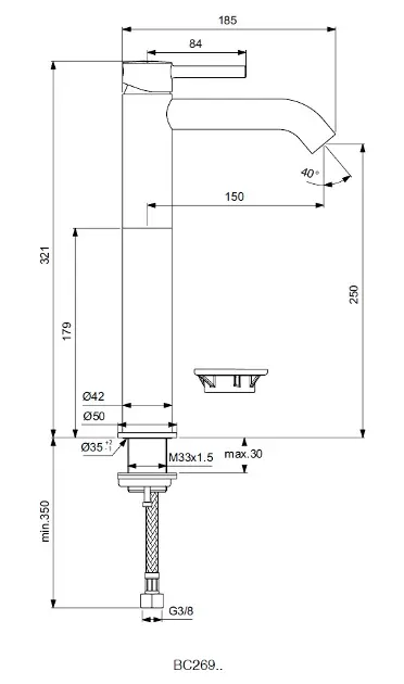 Ideal Standard - CeraLine - Mosdó csaptelep - BC269XG – 2. kép
