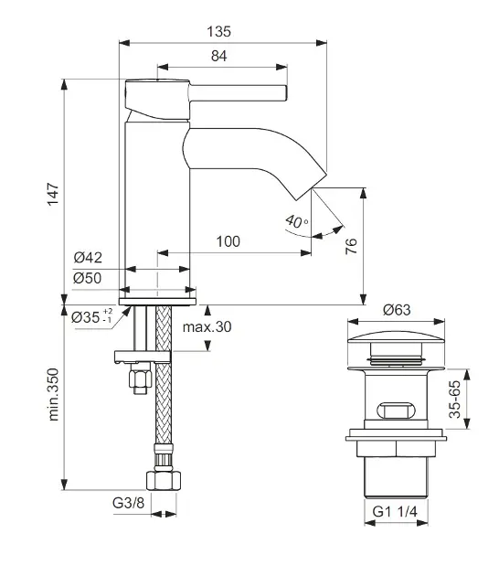 Ideal Standard - CeraLine - Mosdó csaptelep - BC822XG – 2. kép