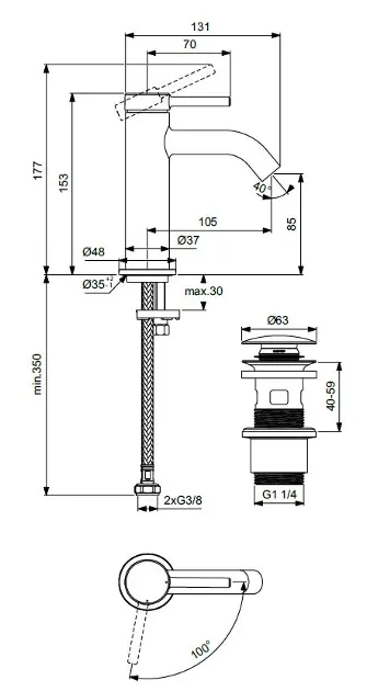 Ideal Standard - Ceraline Nuovo - Mosdó csaptelep - BD759XG – 2. kép