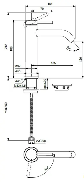 Ideal Standard - Ceraline Nuovo - Mosdó csaptelep - BD760AA – 2. kép