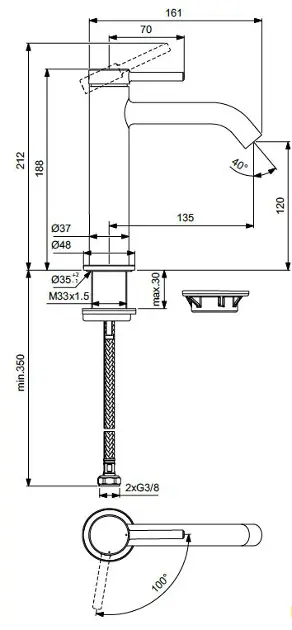 Ideal Standard - Ceraline Nuovo - Mosdó csaptelep - BD760XG – 2. kép