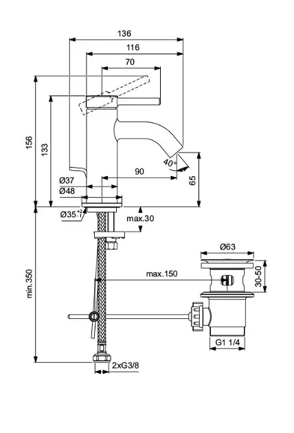 Ideal Standard - Ceraline Nuovo - Mosdó csaptelep - BD845AA – 2. kép