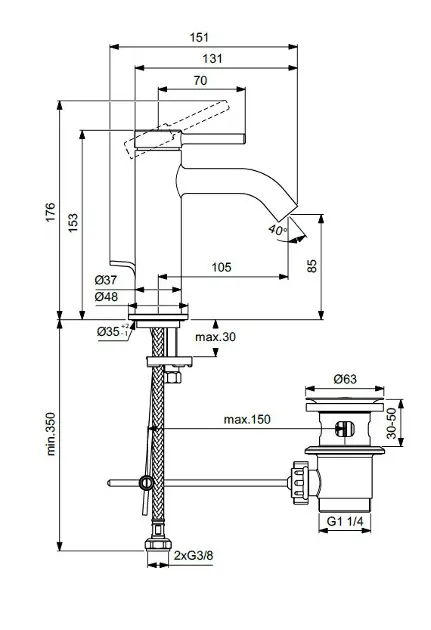 Ideal Standard - Ceraline Nuovo - Mosdó csaptelep - BD846AA – 2. kép