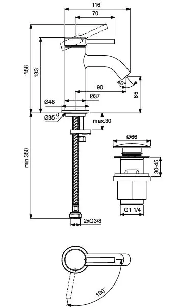 Ideal Standard - Ceraline Nuovo - Mosdó csaptelep - BD958AA – 2. kép