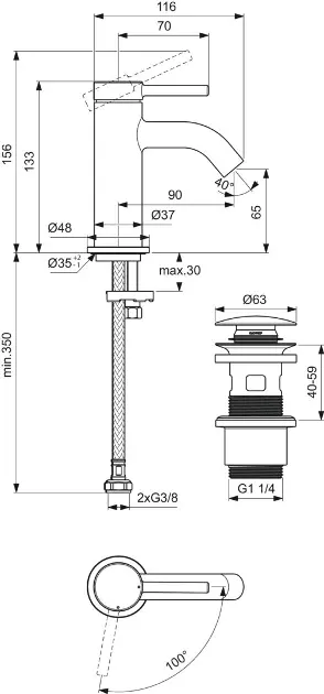 Ideal Standard - Ceraline Nuovo - Mosdó csaptelep - BD958XG – 2. kép