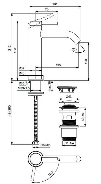 Ideal Standard - Ceraline Nuovo - Mosdó csaptelep - BD959XG – 2. kép
