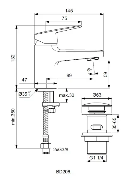 Ideal Standard - CeraPlan - Mosdó csaptelep - BD206AA – 2. kép