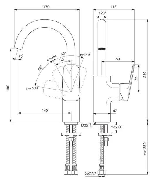 Ideal Standard - CeraPlan - Mosdó csaptelep - BD234XG – 2. kép