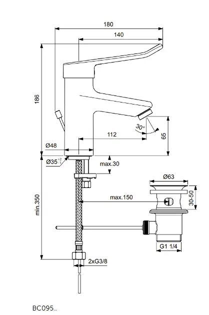 Ideal Standard - Ceraplus II - Mosdó csaptelep - BC095AA – 2. kép
