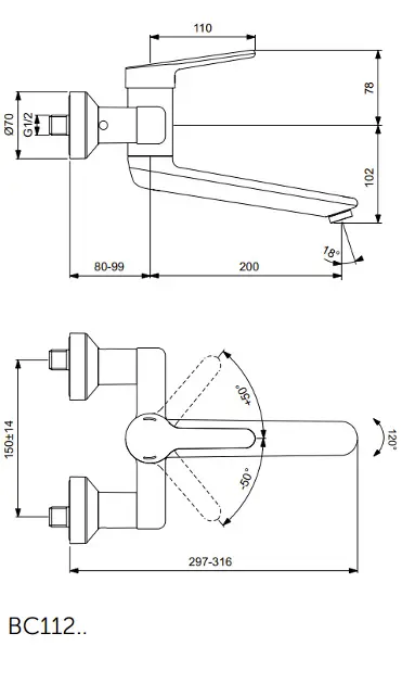 Ideal Standard - Ceraplus II - Mosdó csaptelep - BC112AA – 2. kép