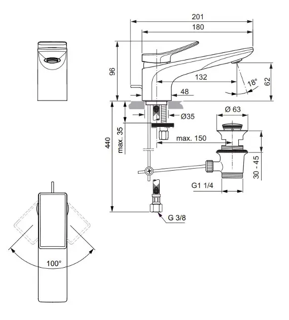 Ideal Standard - Conca Tap - Mosdó csaptelep - BC753AA – 2. kép