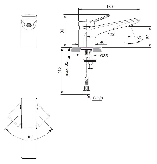 Ideal Standard - Conca Tap - Mosdó csaptelep - BC754GN – 2. kép