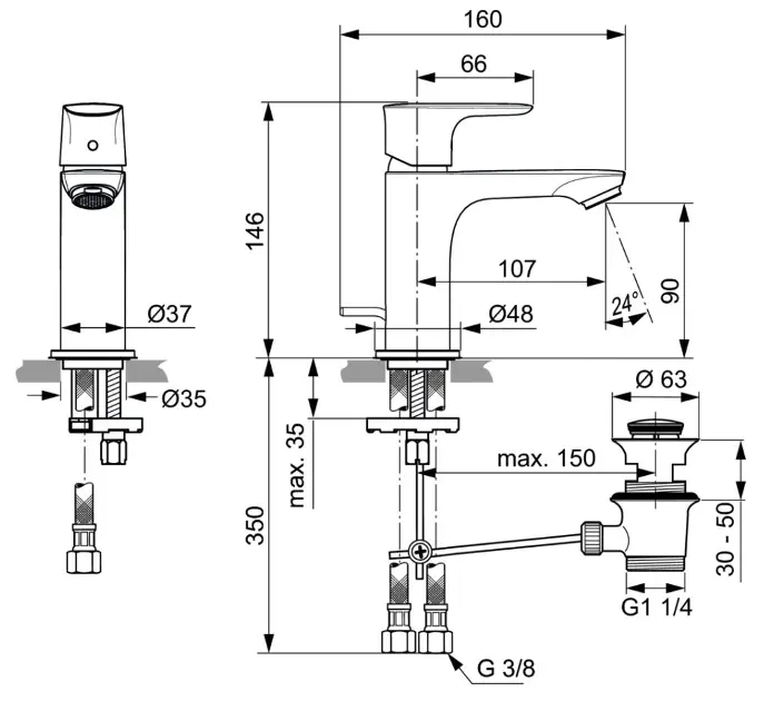 Ideal Standard - Connect Air - Mosdó csaptelep - A7007GN – 2. kép
