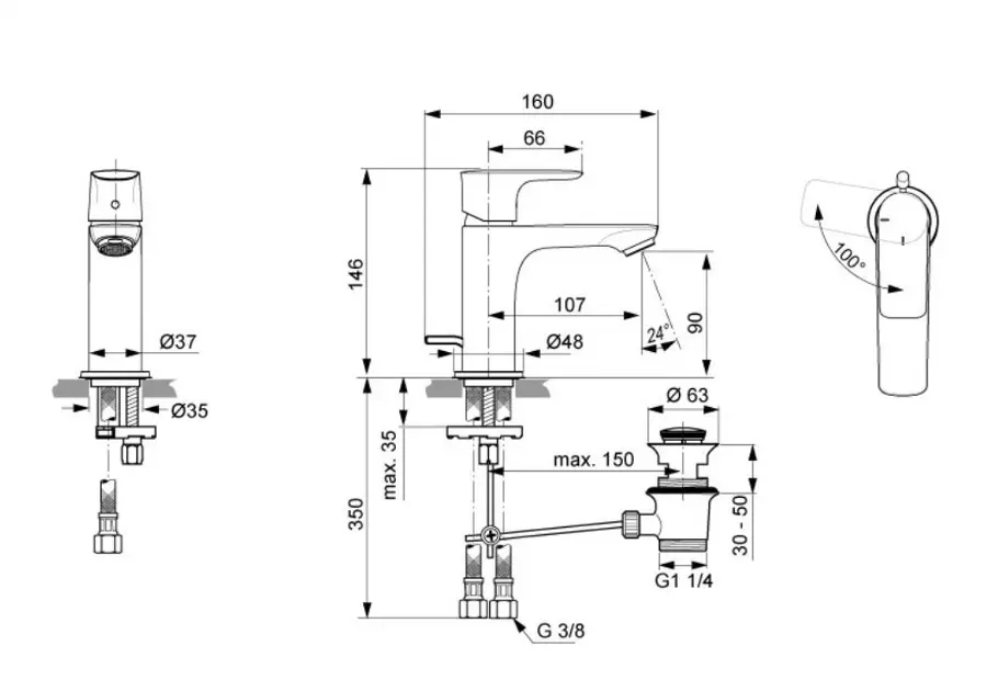 Ideal Standard - Connect Air - Mosdó csaptelep - A7008A2 – 2. kép