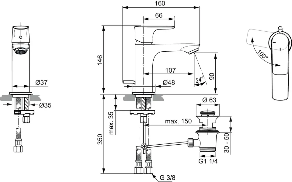 Ideal Standard - Connect Air - Mosdó csaptelep - A7008A5 – 2. kép
